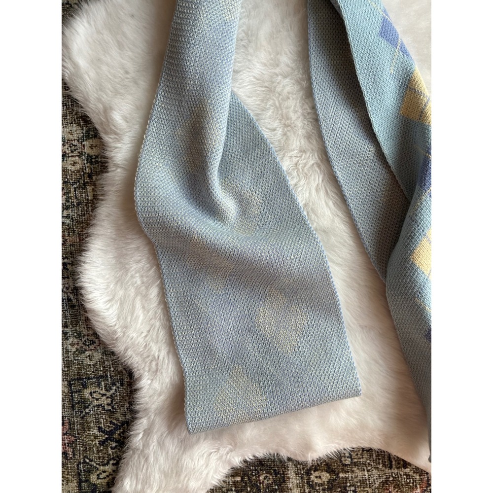 Light Blue Argyle Knit Scarf - Picture 7 of 7